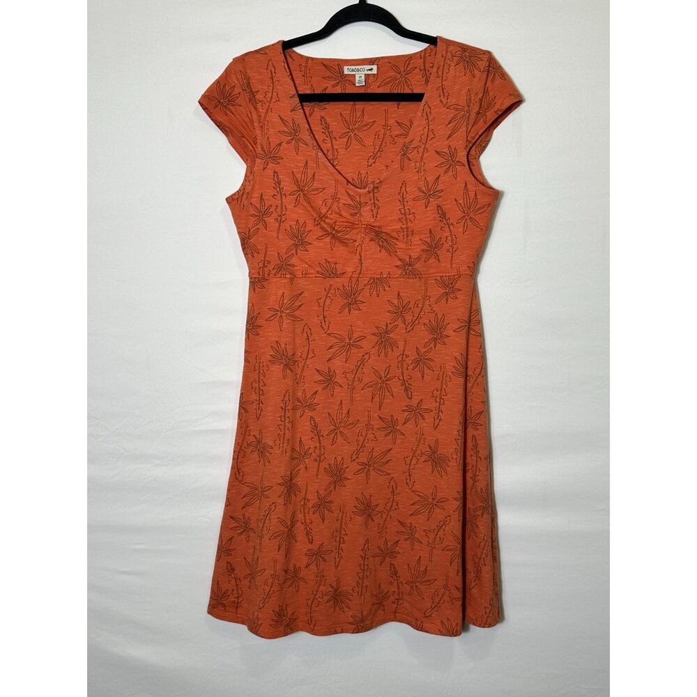 Toad & Co Womens Rosemarie Dress Cap Sleeves Size M Size Zip Pocket Empire Waist